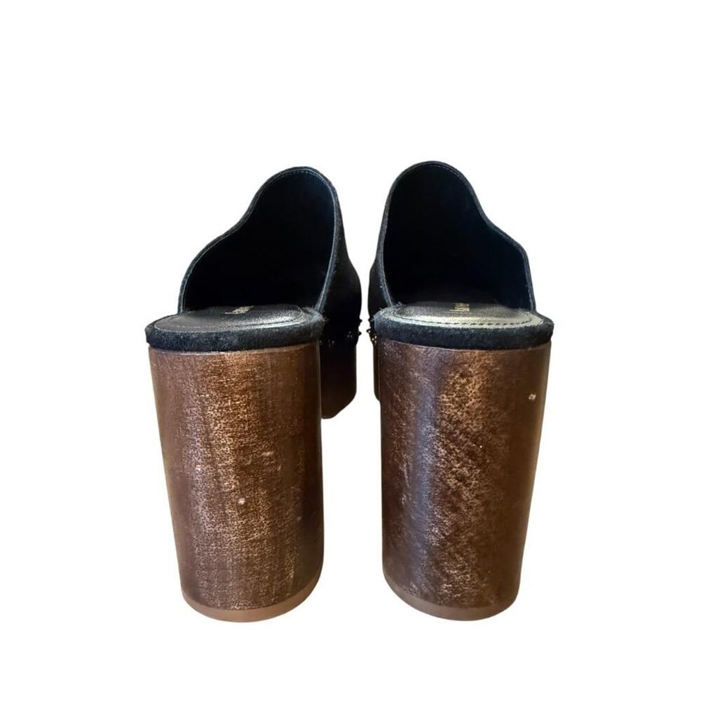 Larroude' Miso Black Suede Platform Wood Clog Women size 7 - Picture 5 of 7